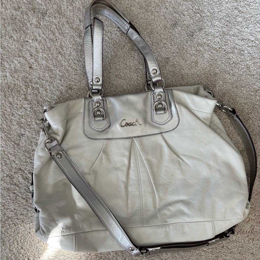 Coach Metallic Silver and Gray Shoulder Bag